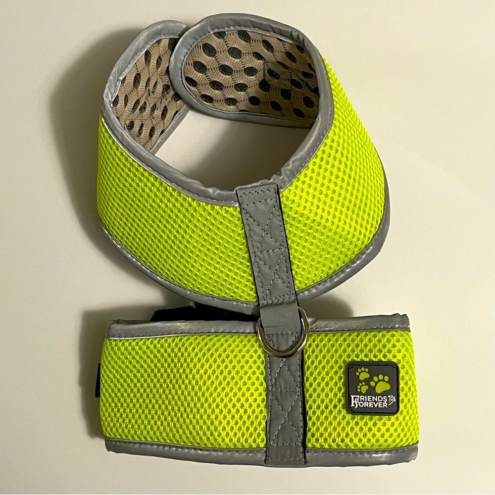3/$30 Friends Forever Reflective Dog Harness Medium Yellow Green Silver Mesh NEW